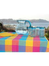 Cotton Tablecloth with napkins Plaid Blue Red Yellow 47'' Square (4 people)